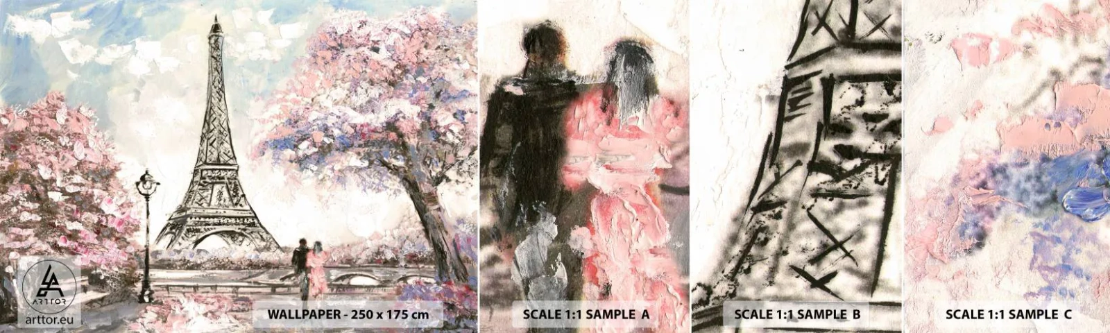 Fototapet Prøve Standard Eco - April gåtur rundt i Paris - By, Eiffeltårnet, Park Alley - 100x30 cm