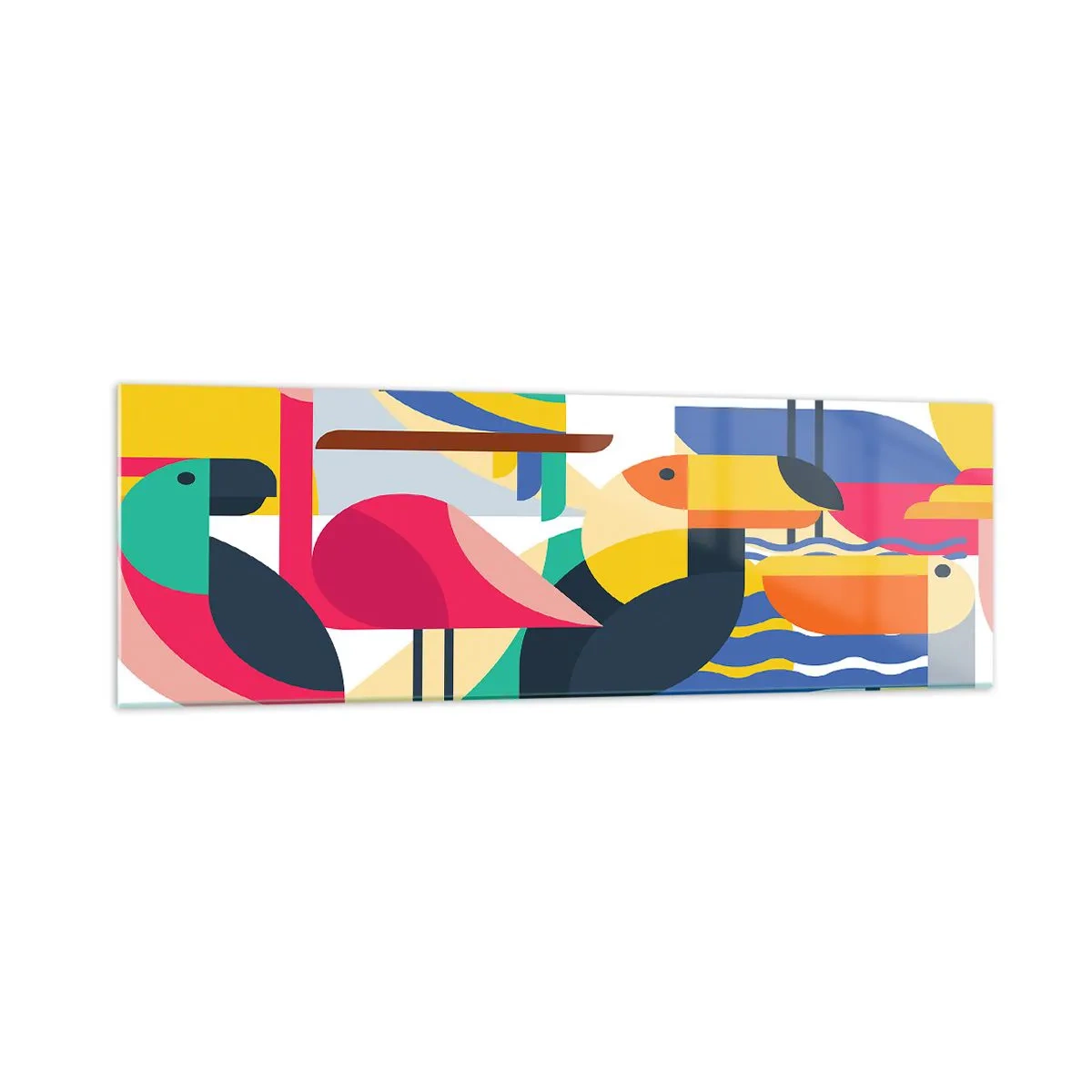 Billede på glas - Fuglefest - 160x50 cm