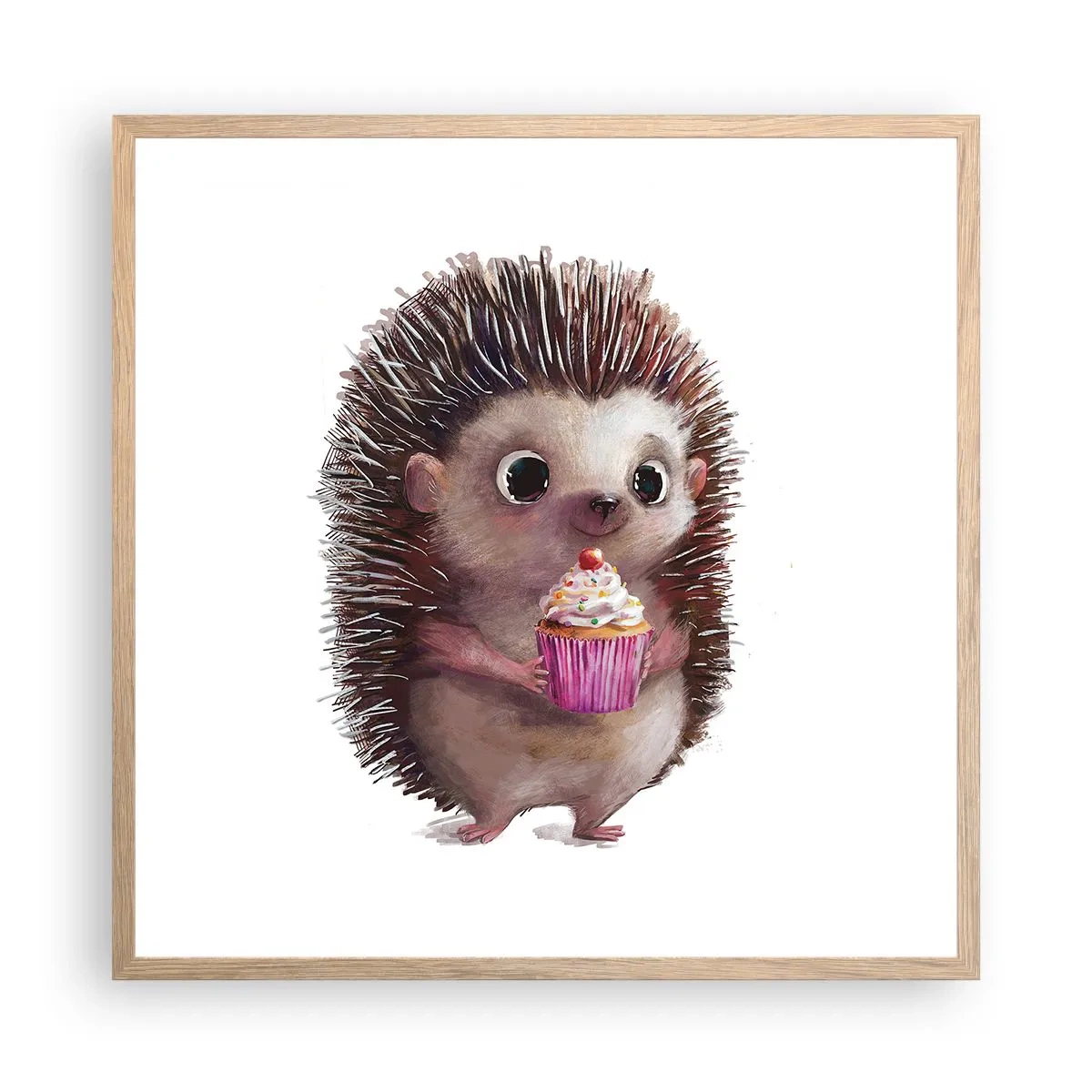 Plakat i ramme af lyst egetræ - Fejring er hver dag - 60x60 cm