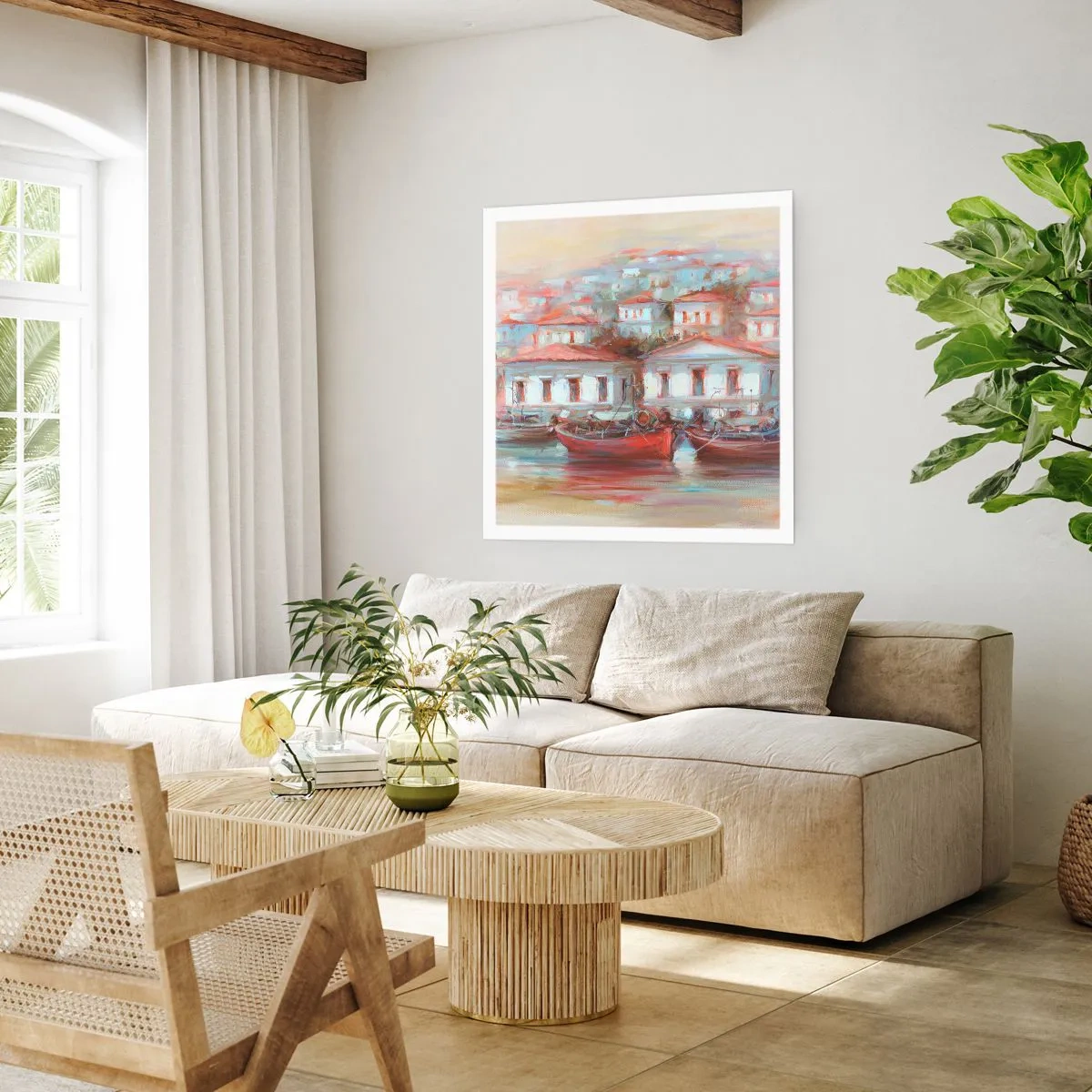 Plakat - Lykkelig by - 50x50 cm