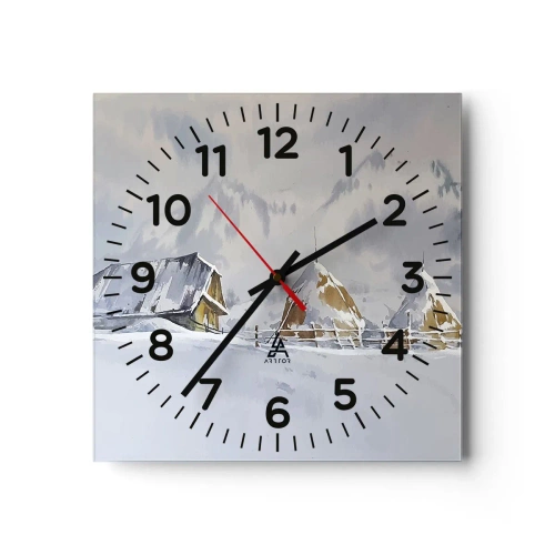 Vægur, Uret - I en sneklædt dal - 40x40 cm