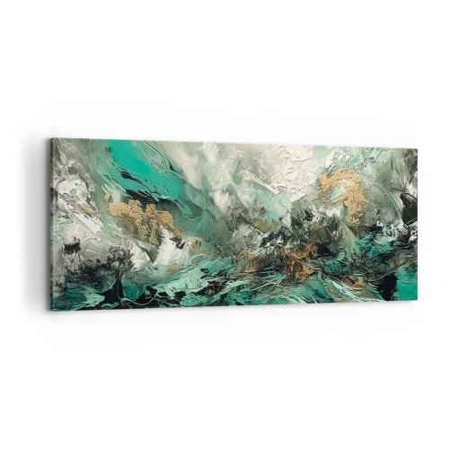 Lærredstryk - Billede på lærred - Smaragdsort byld - 100x40 cm