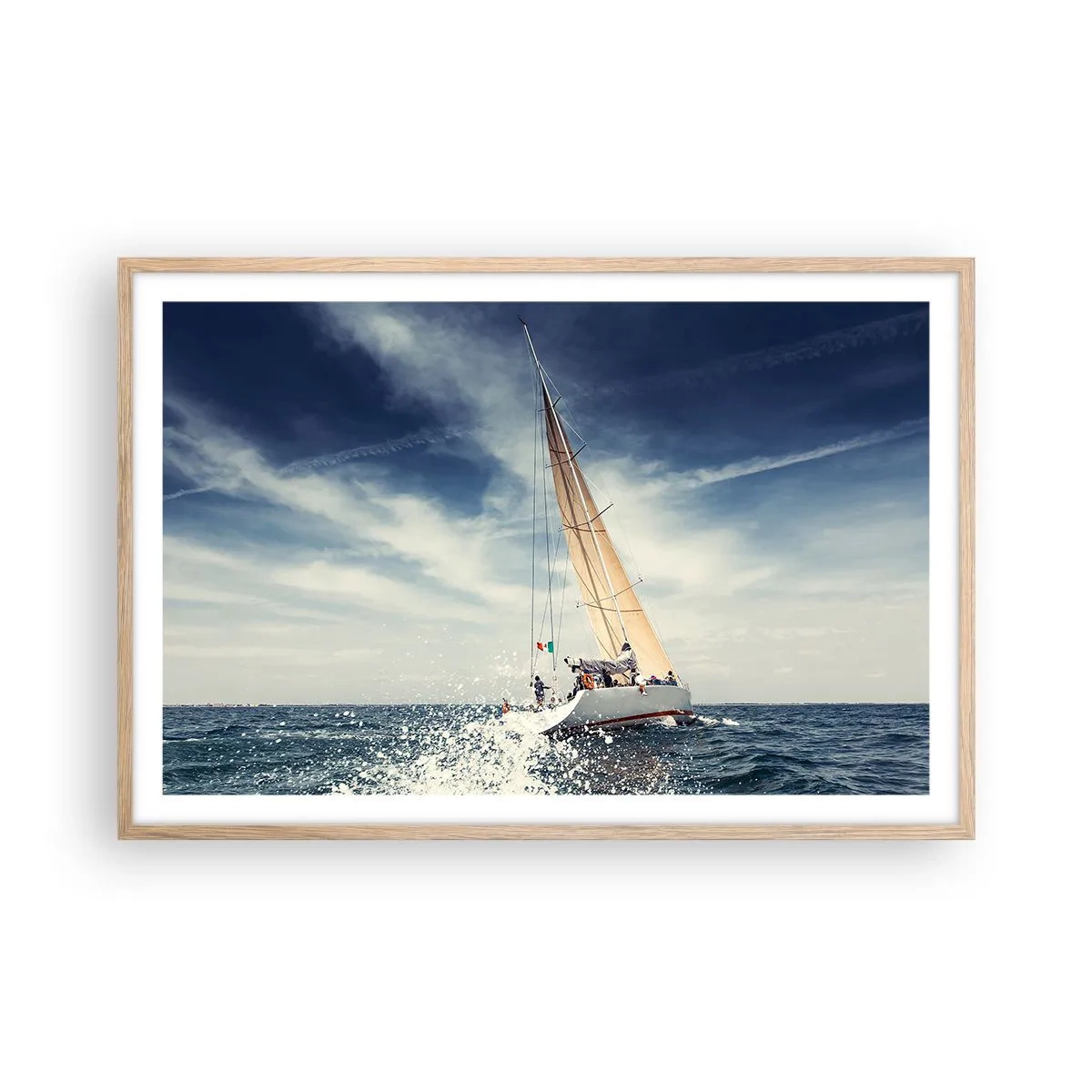 Plakat i ramme af lyst egetræ - De kan ikke indhente os! - 91x61 cm