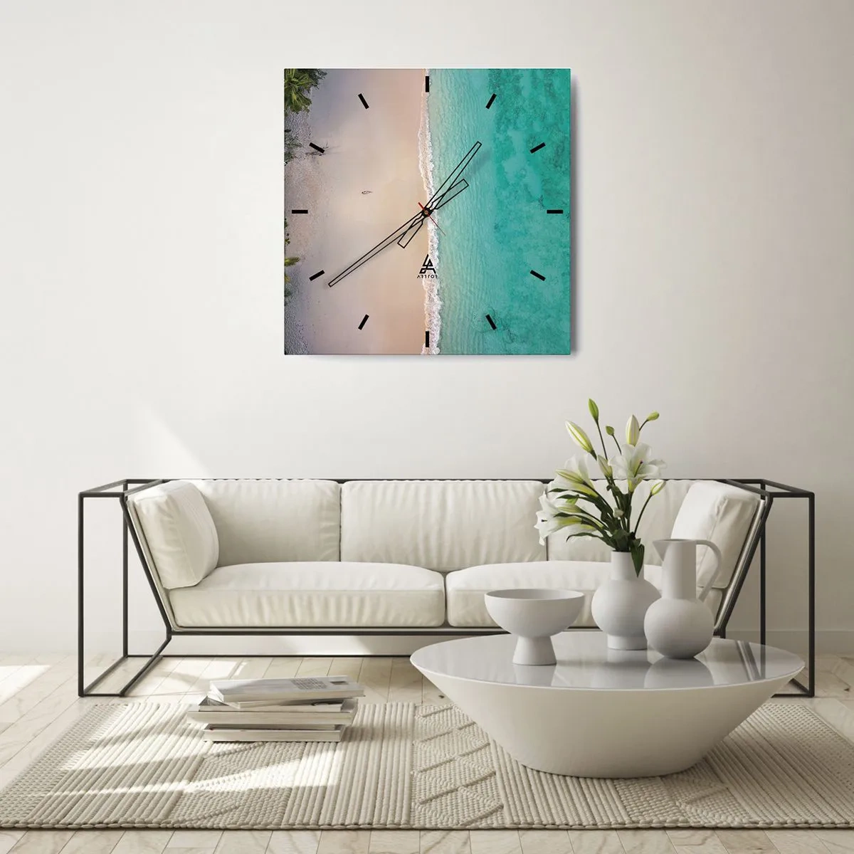 Vægur, Uret - Paradis strand - 40x40 cm