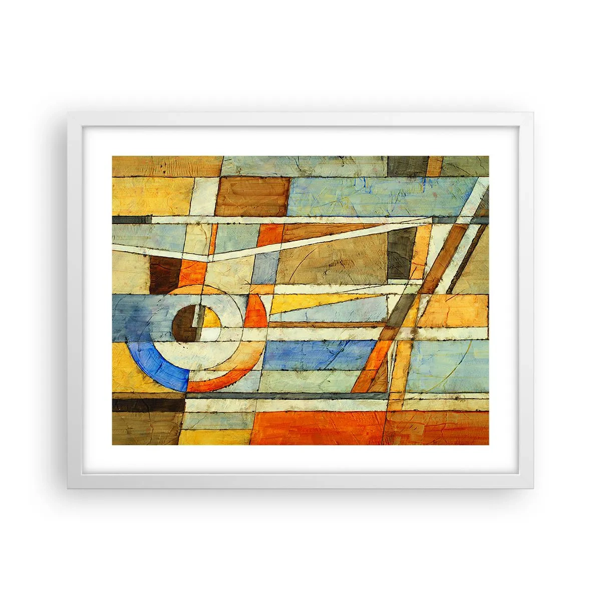 Plakat i hvid ramme - Kubisme på en byggeplads - 50x40 cm