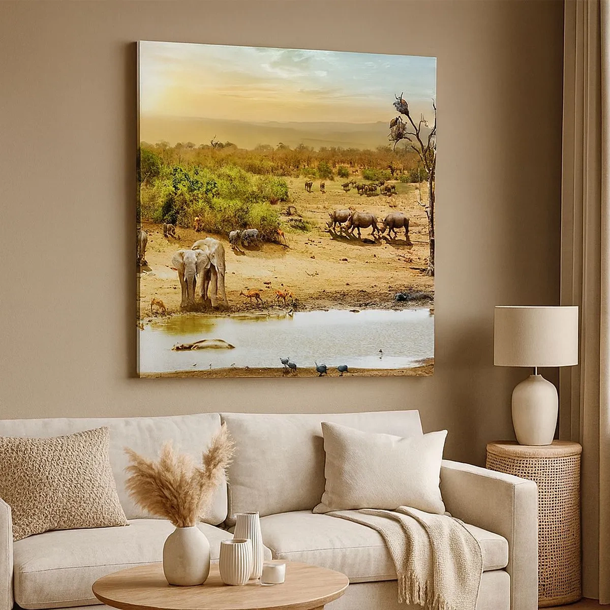 Lærredstryk - Billede på lærred - "Og ud af Eden flød en flod...". - 30x30 cm