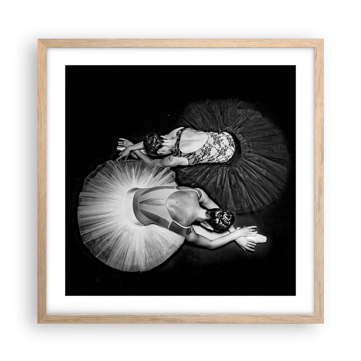 Plakat i ramme af lyst egetræ - Yin og yang - den perfekte balance - 50x50 cm