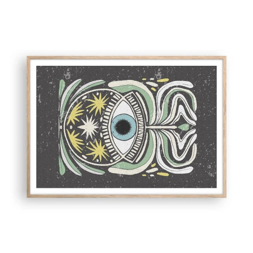 Plakat i ramme af lyst egetræ - Stammeritualer - 100x70 cm