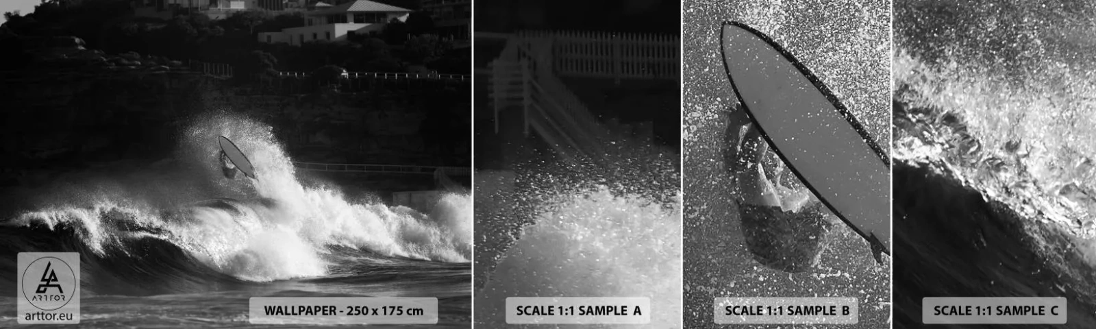 Fototapet Prøve Standard Eco - Udfordring accepteret! - Surfing, Bølge, Vandsport - 100x30 cm