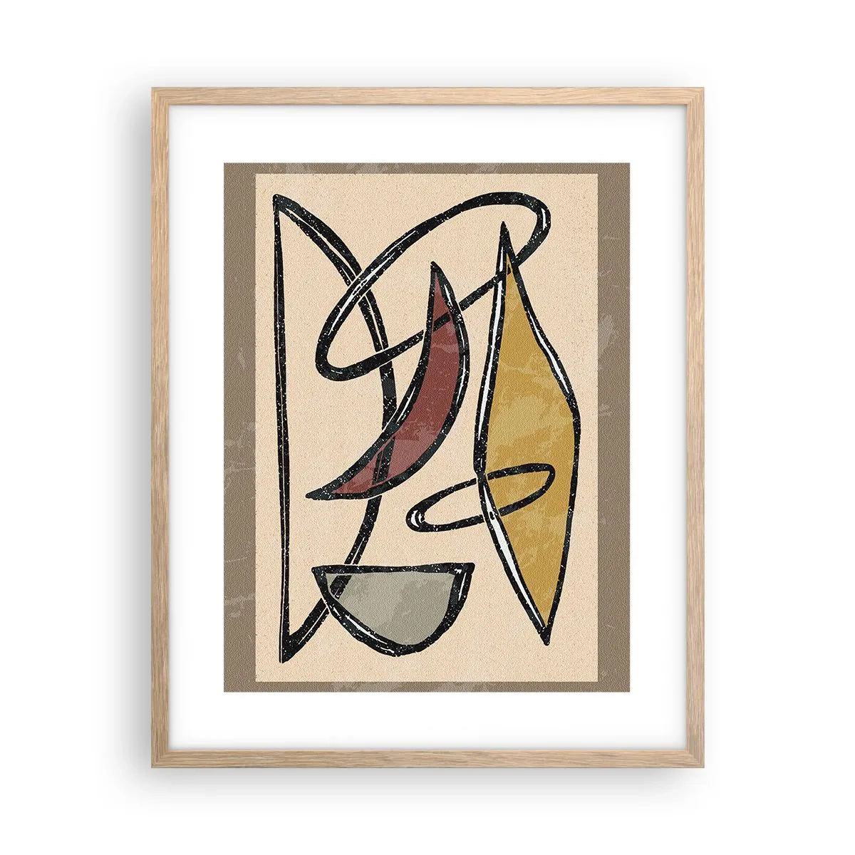 Plakat i ramme af lyst egetræ - Komposition - buer og ovaler - 40x50 cm