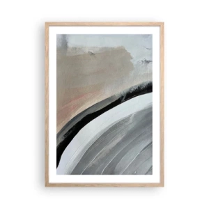 Plakat i ramme af lyst egetræ - Komposition: en bue af sort og gråt - 50x70 cm