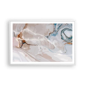 Plakat i hvid ramme - Blå slynger sig under det hvide - 91x61 cm