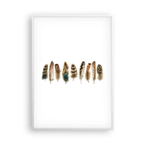 Plakat i hvid ramme - Variation med fjer - 70x100 cm