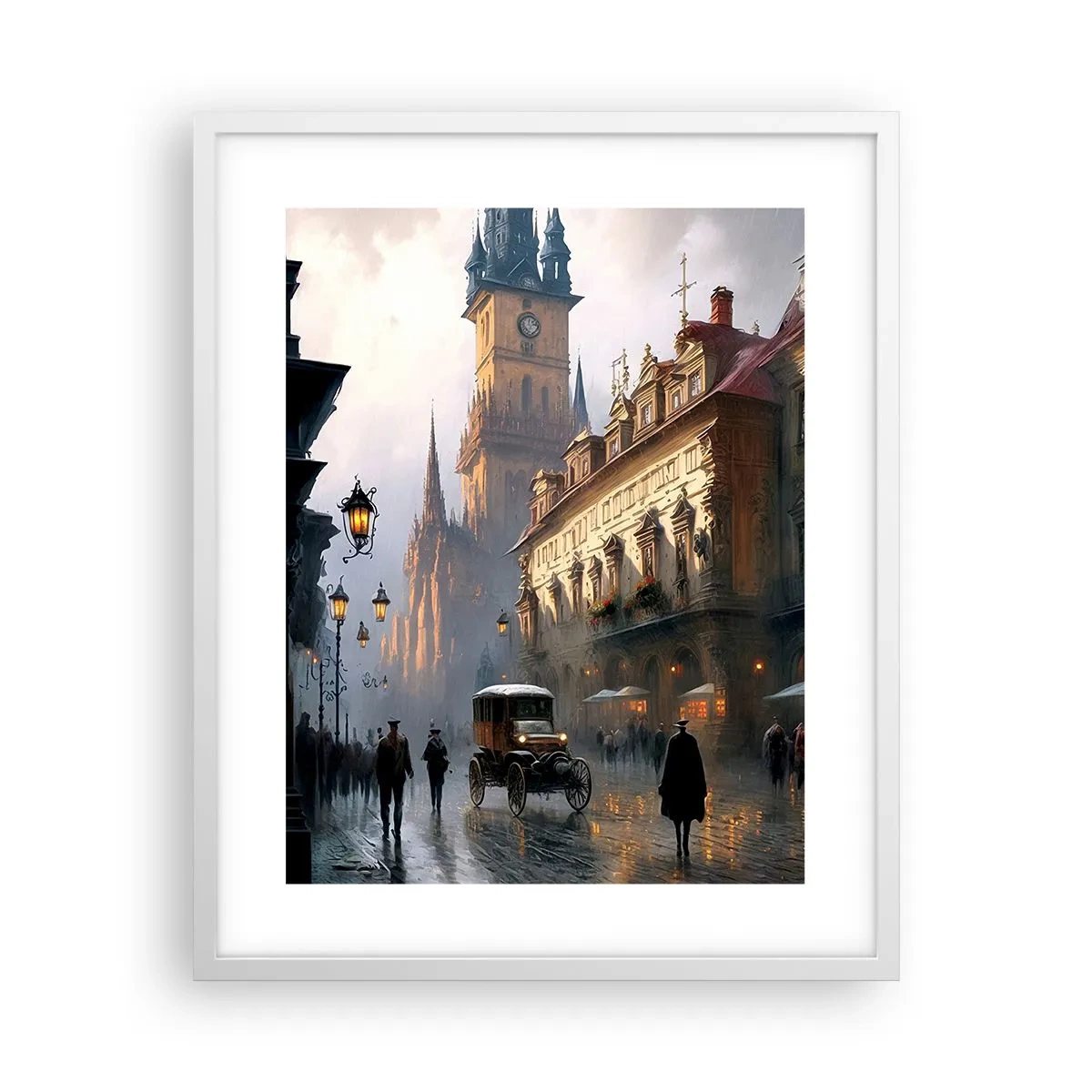 Plakat i hvid ramme - Magien i en aften i Prag - 40x50 cm