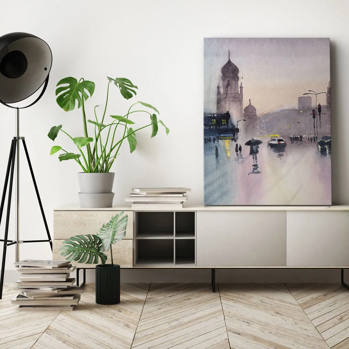 Lærredstryk - Billede på lærred - I en regnfuld tåge - 50x70 cm