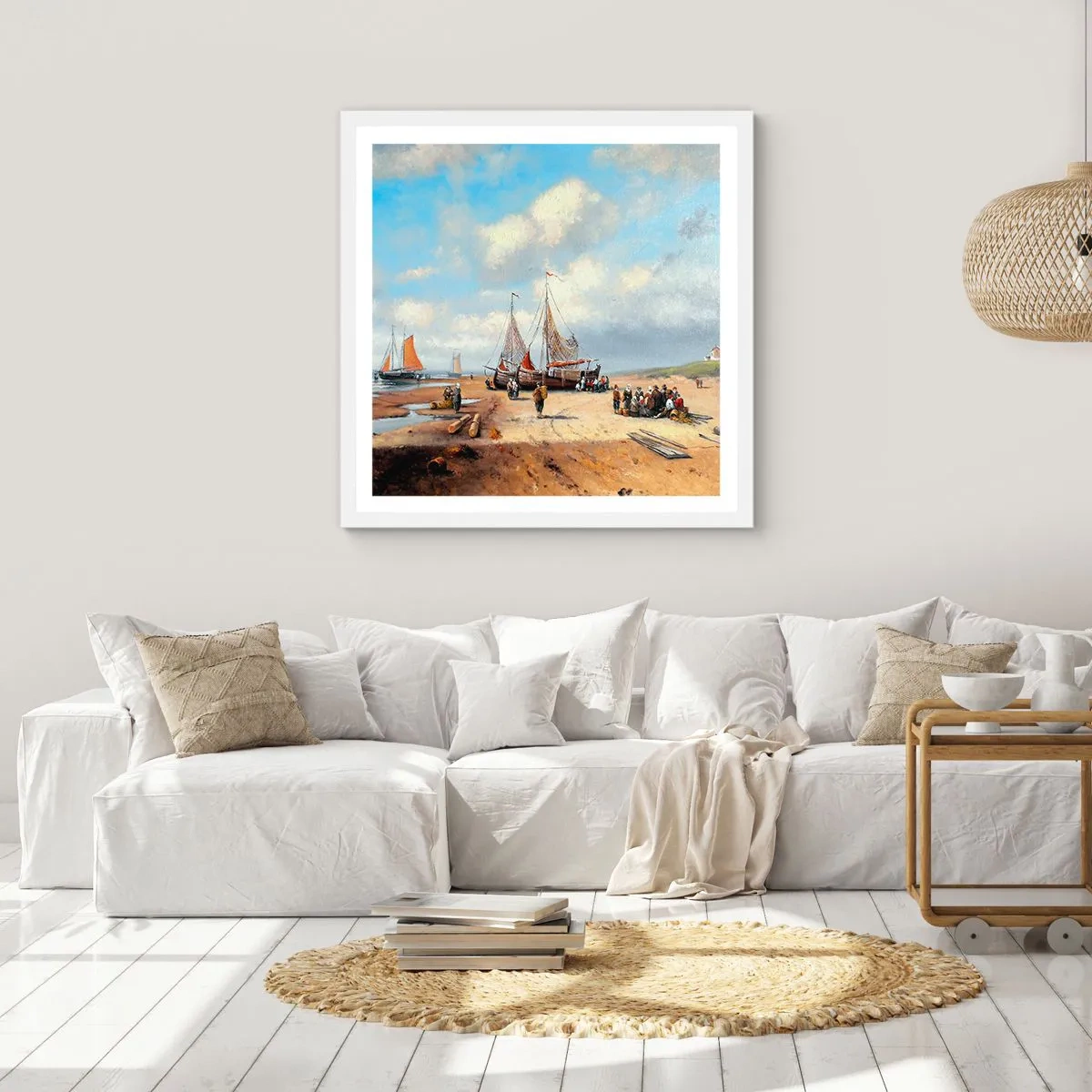 Plakat i hvid ramme - Efter en vellykket fangst - 60x60 cm