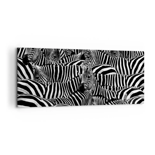 Lærredstryk - Billede på lærred - Stribet gruppeportræt - 120x50 cm