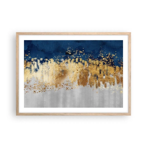 Plakat i ramme af lyst egetræ - Moderne komposition med gnist - 70x50 cm