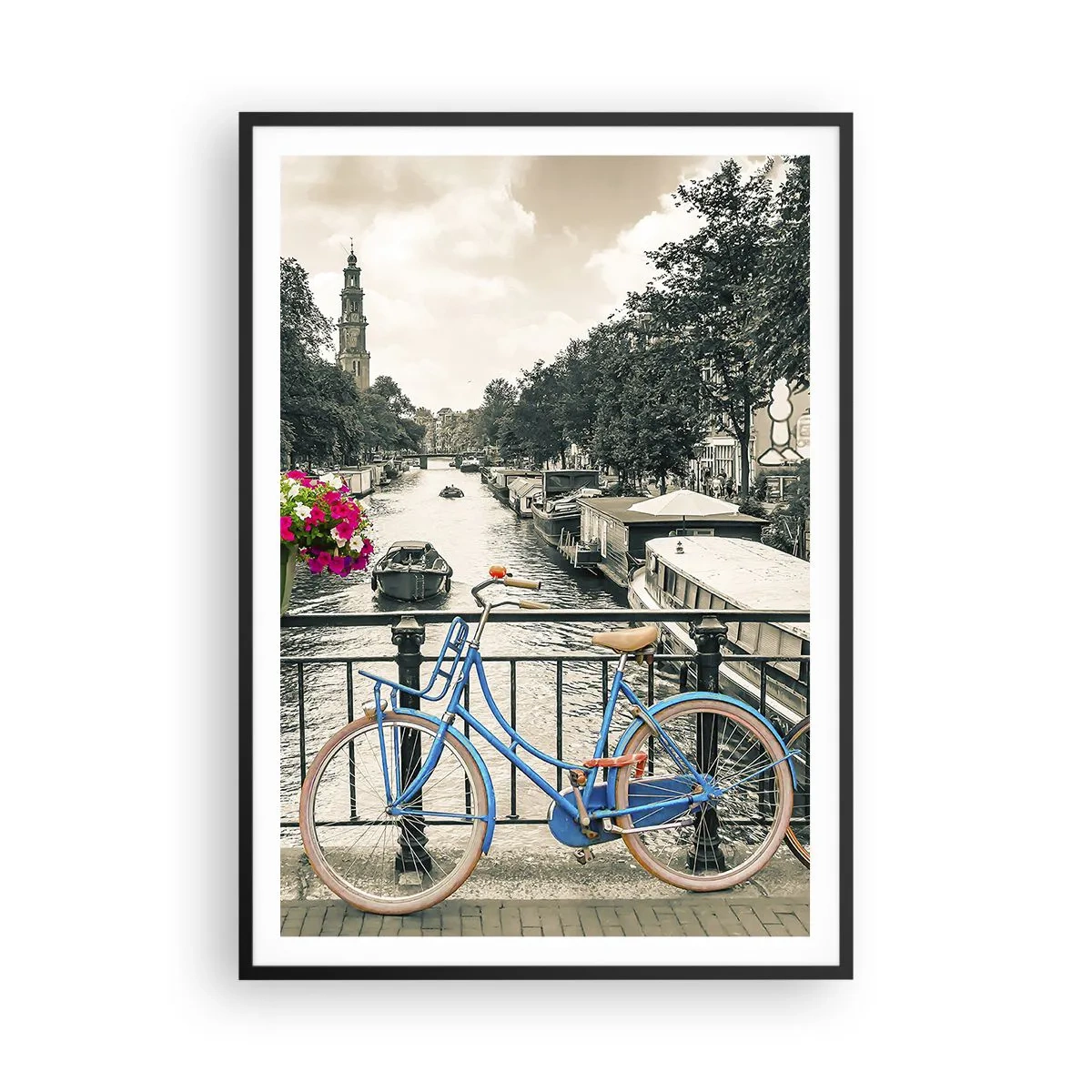 Plakat i sort ramme - Farverne i Amsterdams gader - 70x100 cm