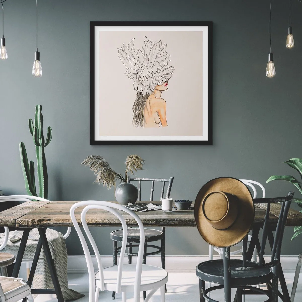 Plakat i sort ramme - Skønhed kronet - 30x30 cm