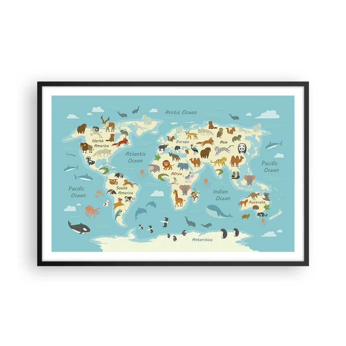 Plakat i sort ramme - Gode naboer - 91x61 cm