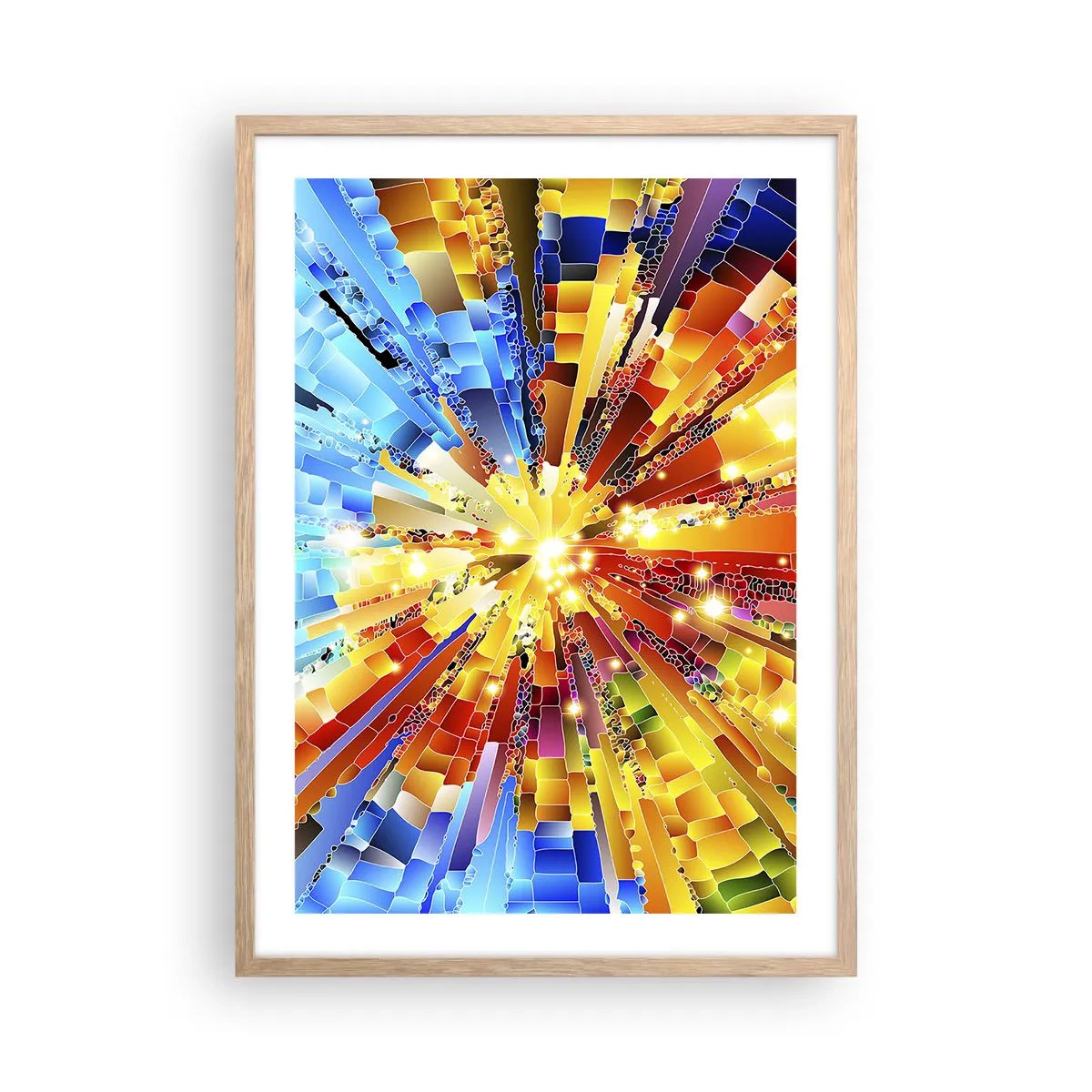 Plakat i ramme af lyst egetræ - In medias res - 50x70 cm