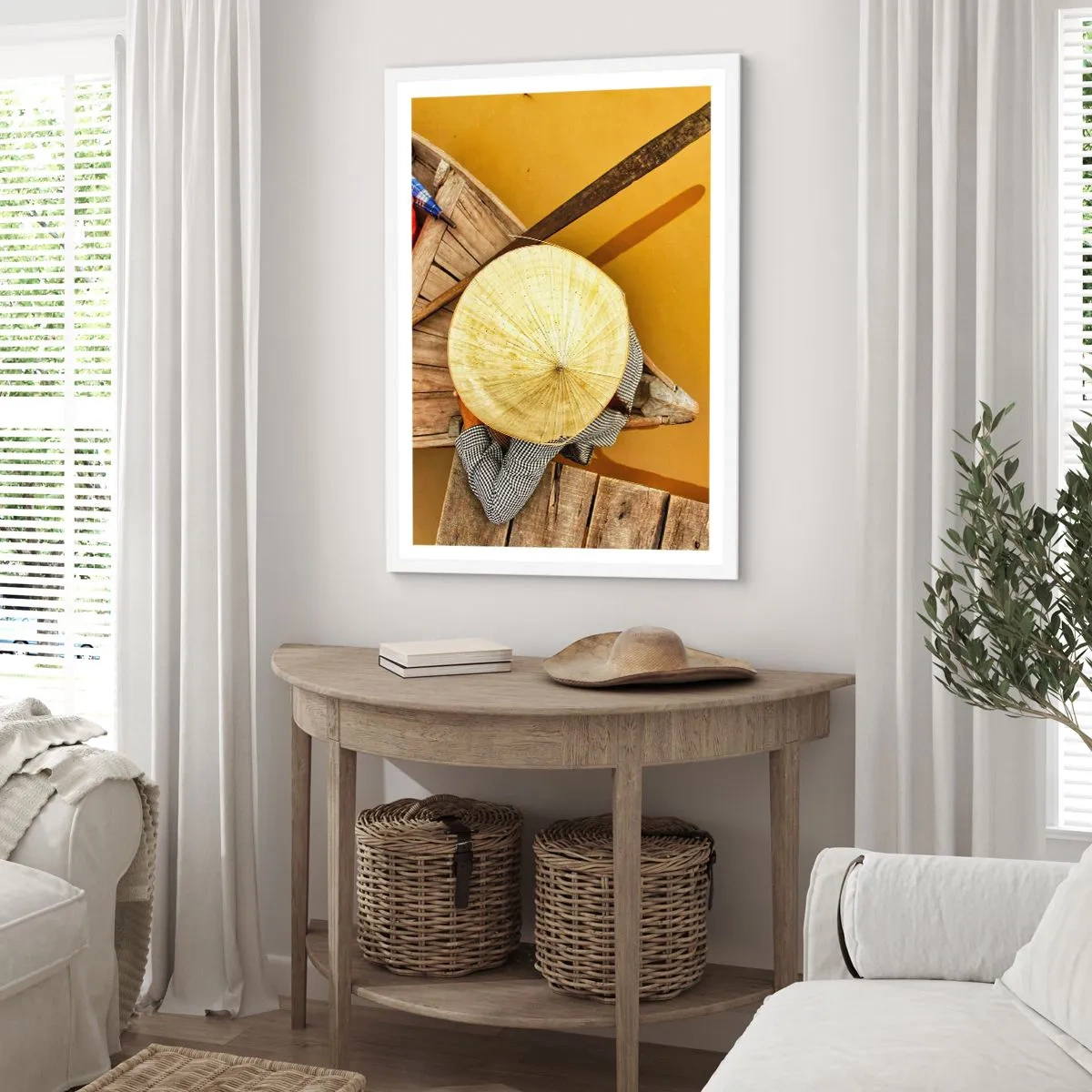 Plakat i hvid ramme - Livet på den gule flod - 30x40 cm