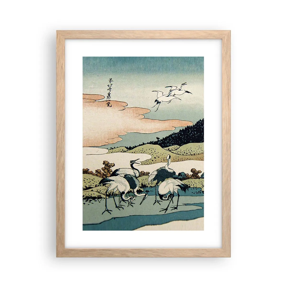 Plakat i ramme af lyst egetræ - I japansk ånd - 30x40 cm