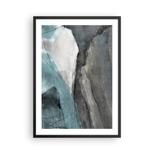 Plakat i sort ramme - En abstrakt komposition inspireret af et bjerglandskab - 50x70cm - Abstraktion: klipper og is - Moderne vægdekoration til stue og soveværelse ARTTOR