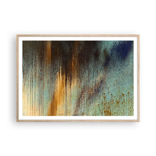Plakat i ramme af lyst egetræ - En utilsigtet farverig komposition - 100x70 cm