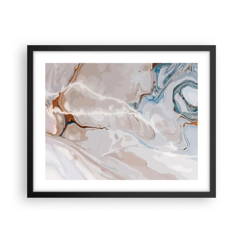 Plakat i sort ramme - Blå slynger sig under det hvide - 50x40 cm