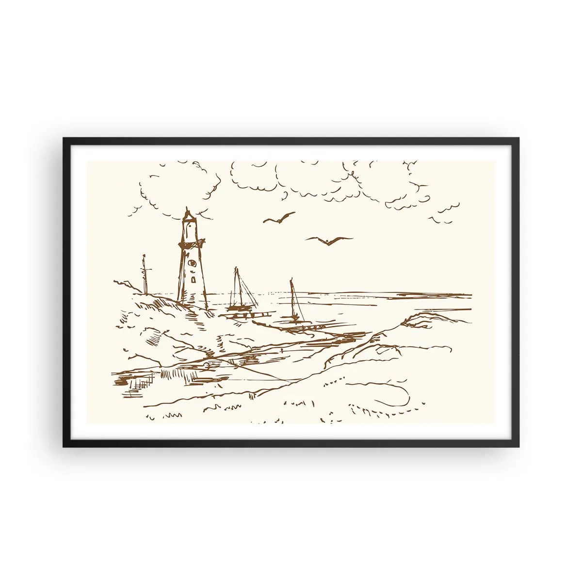 Plakat i sort ramme - Oversigt over sommerminder - 91x61 cm