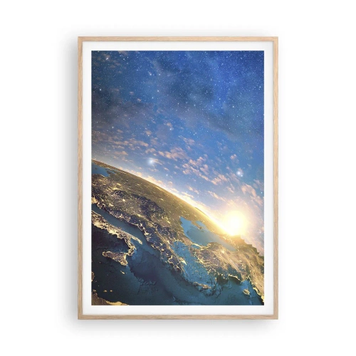 Plakat i ramme af lyst egetræ - Lad os se på hinanden på afstand - 70x100 cm