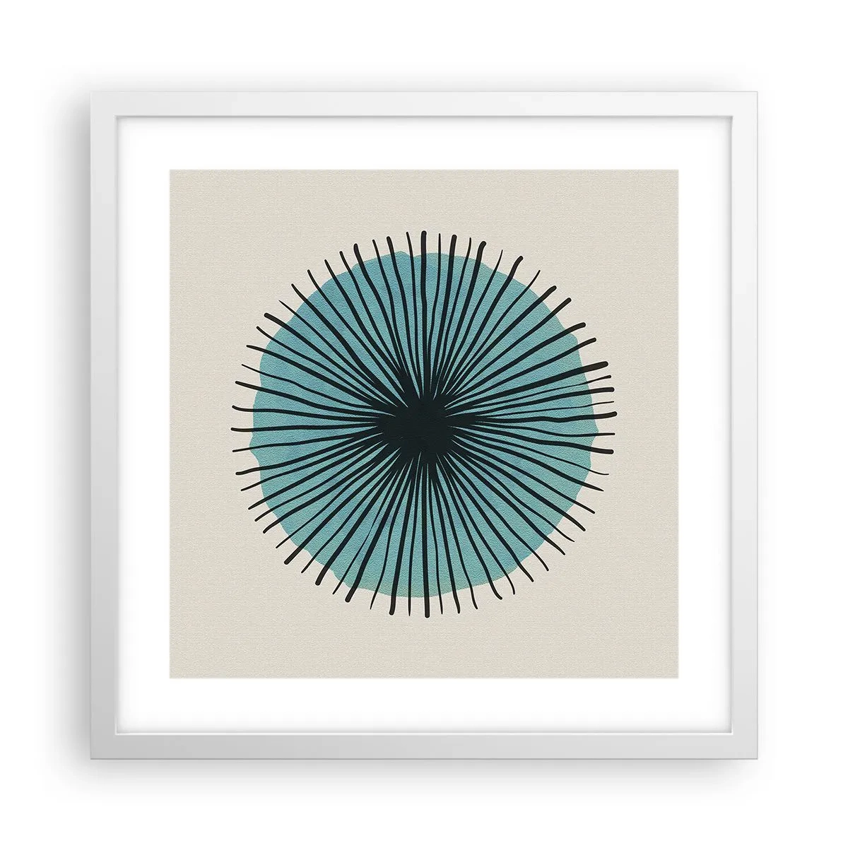 Plakat i hvid ramme - Strålende på blå - 40x40 cm