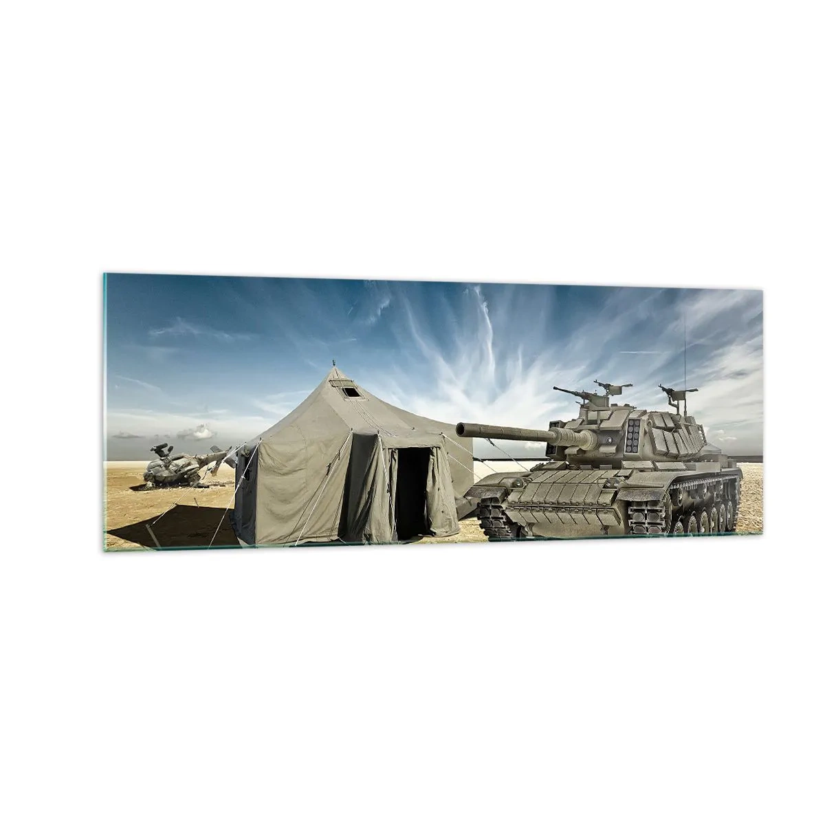 Billede på glas - En militær drøm - 140x50 cm