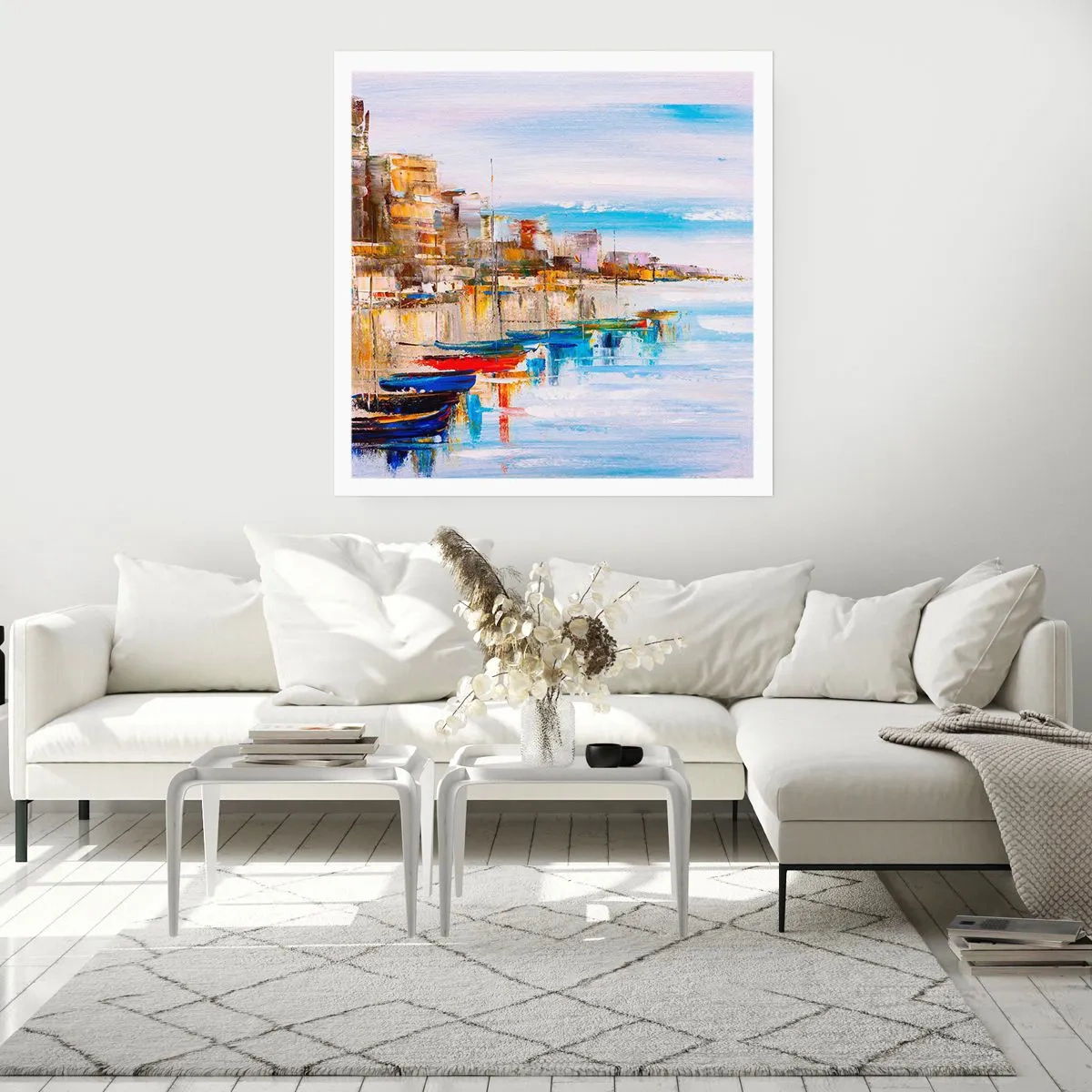Plakat - Flerfarvet urban havn - 60x60 cm