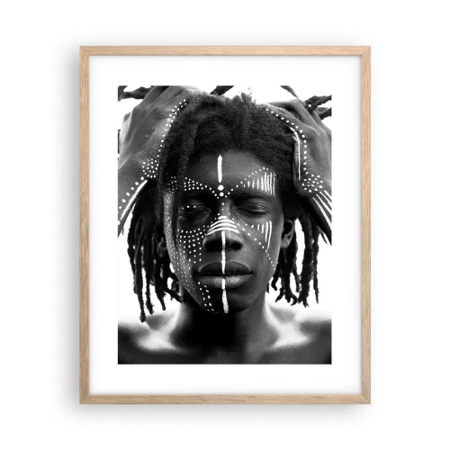 Plakat i ramme af lyst egetræ - Hvor er du? - 40x50 cm