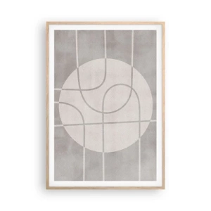 Plakat i ramme af lyst egetræ - Cirkulær og lige frem - 70x100 cm