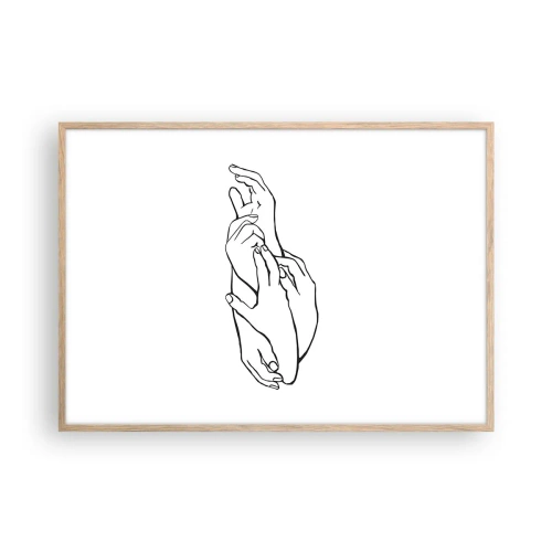 Plakat i ramme af lyst egetræ - God berøring - 100x70 cm