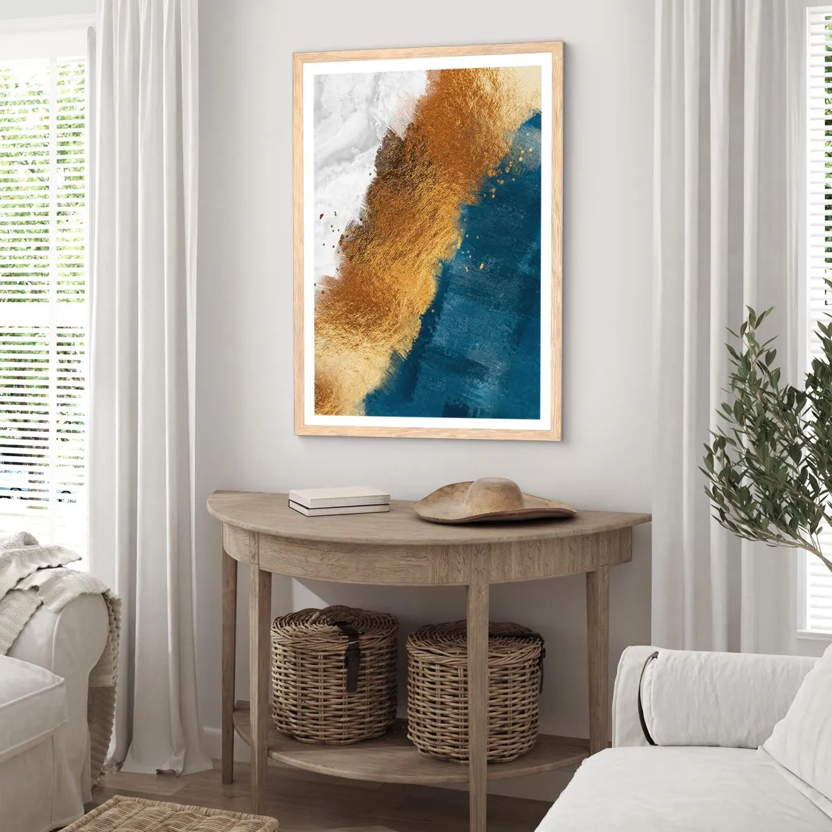 Plakat i ramme af lyst egetræ - Sommerens farver - 30x40 cm