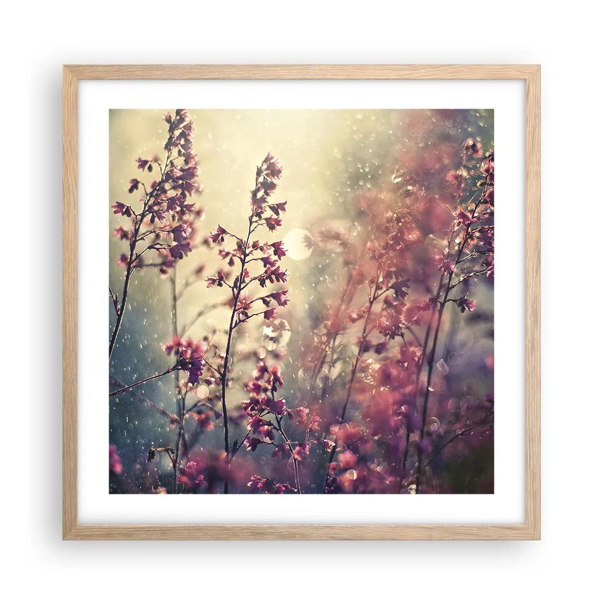 Plakat i ramme af lyst egetræ - Hemmelig have - 50x50 cm