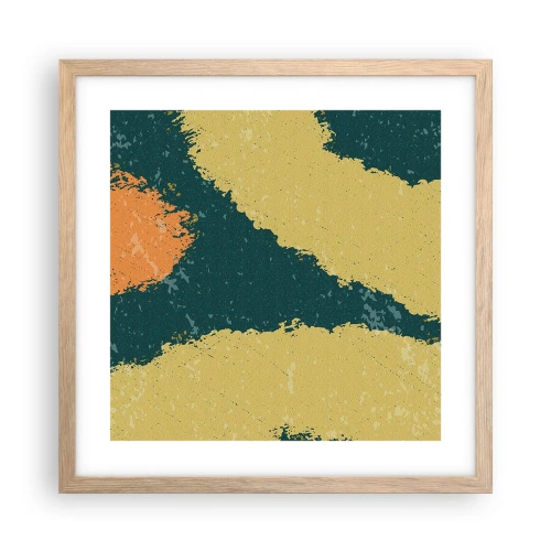 Plakat i ramme af lyst egetræ - Abstraktion - i slowmotion - 40x40 cm