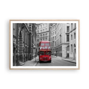 Plakat i ramme af lyst egetræ - Hverdagen behøver ikke at være grå - 100x70 cm