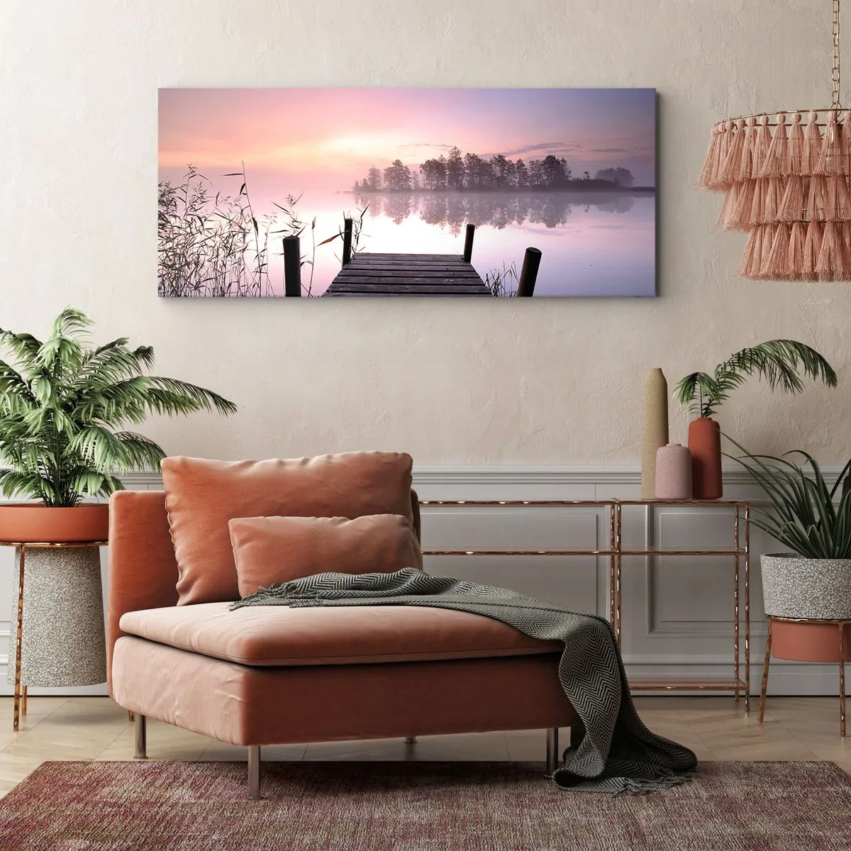 Lærredstryk - Billede på lærred - Ud af den lilla tåge... - 100x40 cm
