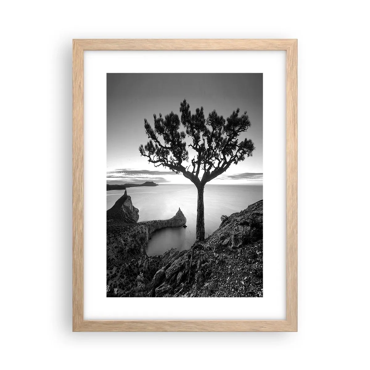 Plakat i ramme af lyst egetræ - Fred hele vejen til horisonten - 30x40 cm