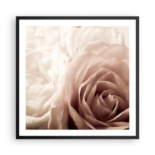 Plakat i sort ramme - I rosens hjerte - 60x60 cm