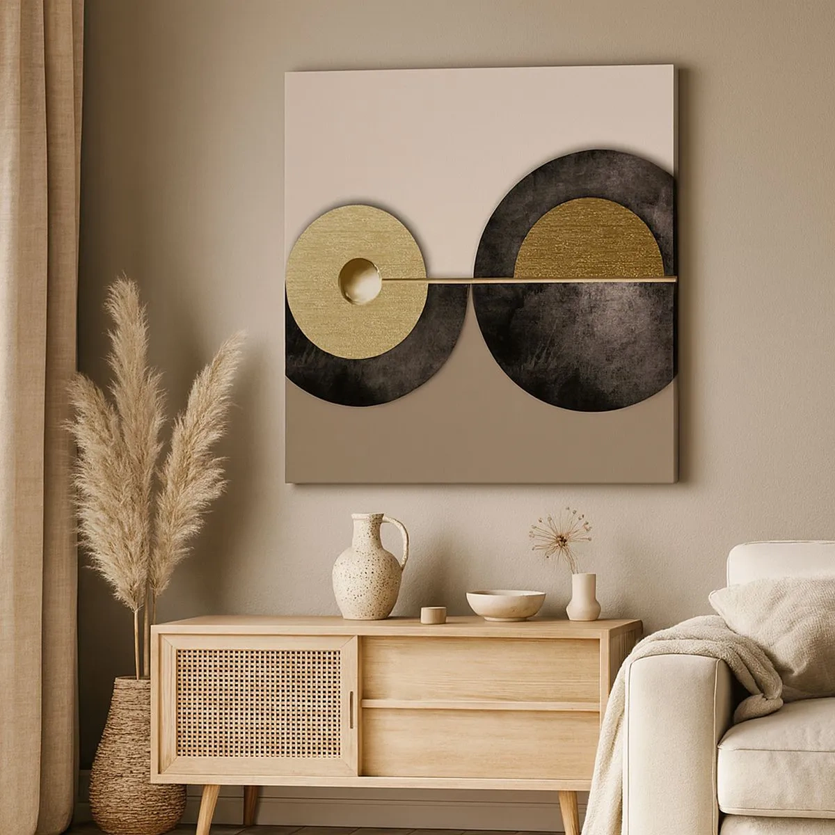 Lærredstryk - Billede på lærred - Variationer omkring en cirkel - 30x30 cm