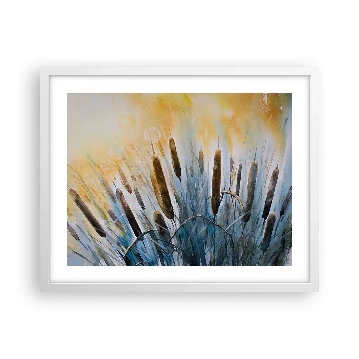 Plakat i hvid ramme - Vandets kulde, solens varme - 50x40 cm