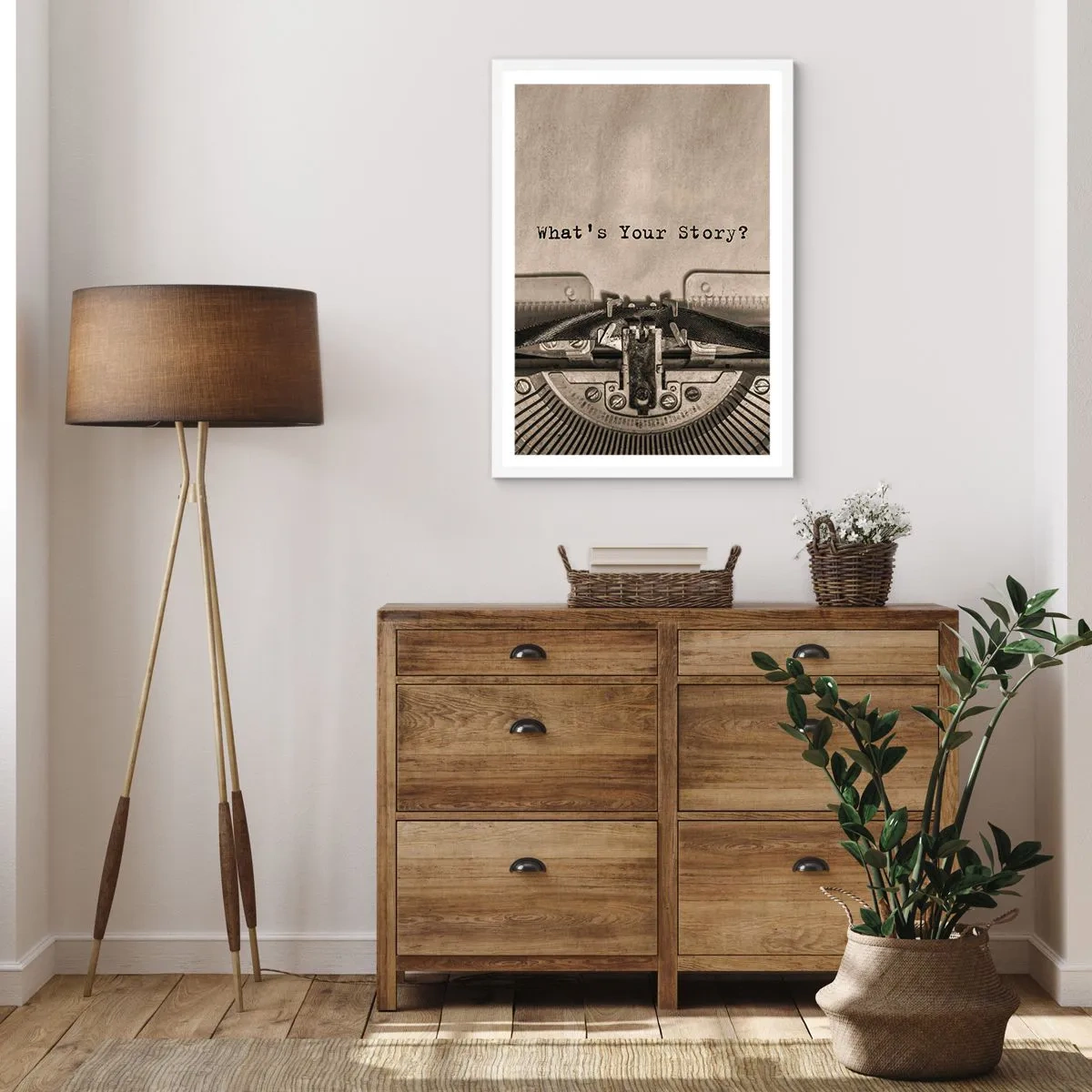 Plakat i hvid ramme - Fortæl mig - 30x40 cm