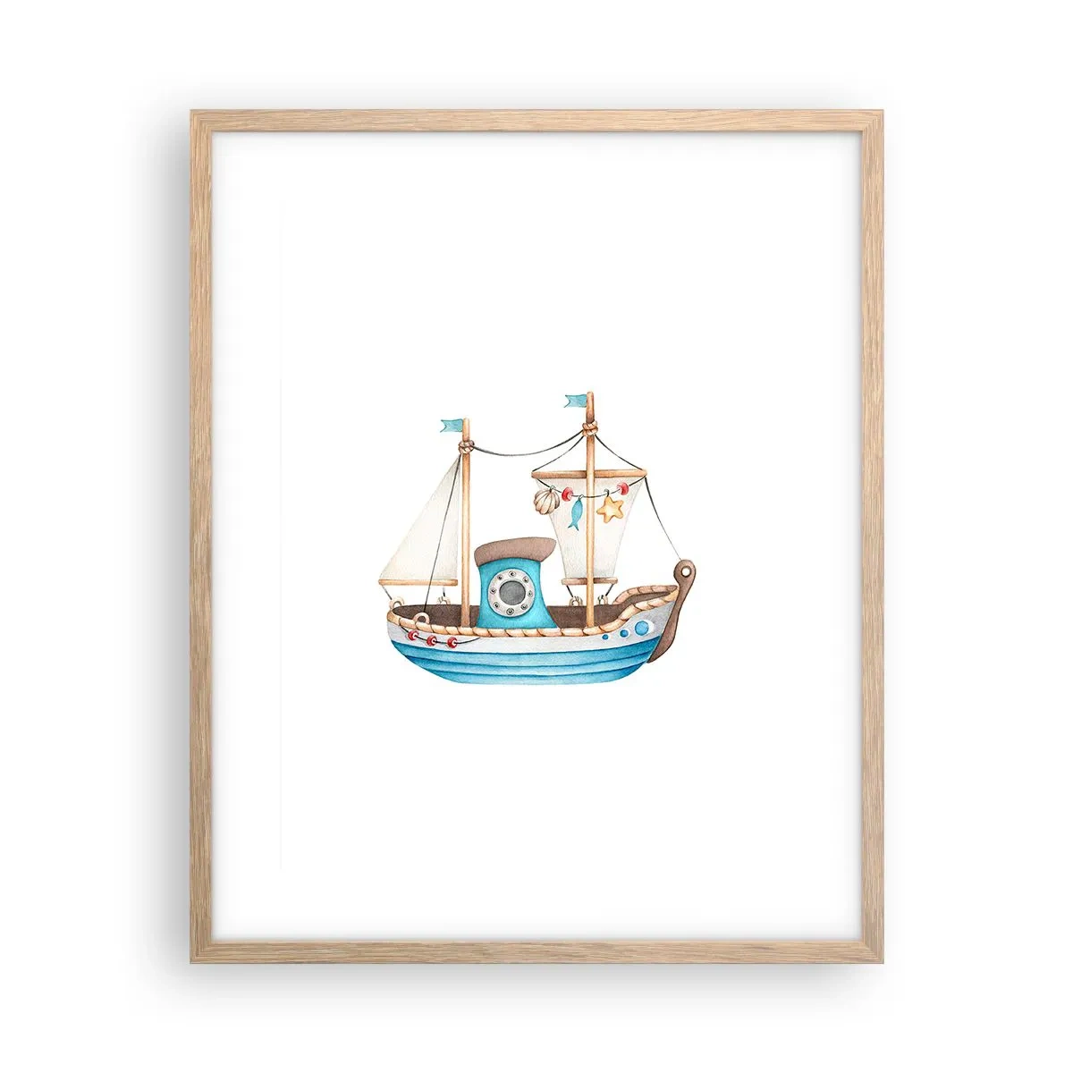 Plakat i ramme af lyst egetræ - Ohøj, eventyr! - 40x50 cm